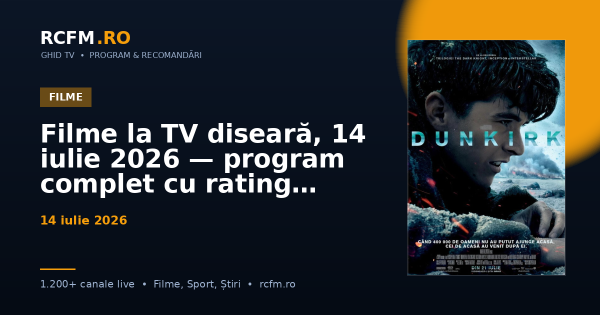 Filme la TV diseară, 14 iulie 2026 — program complet cu rating