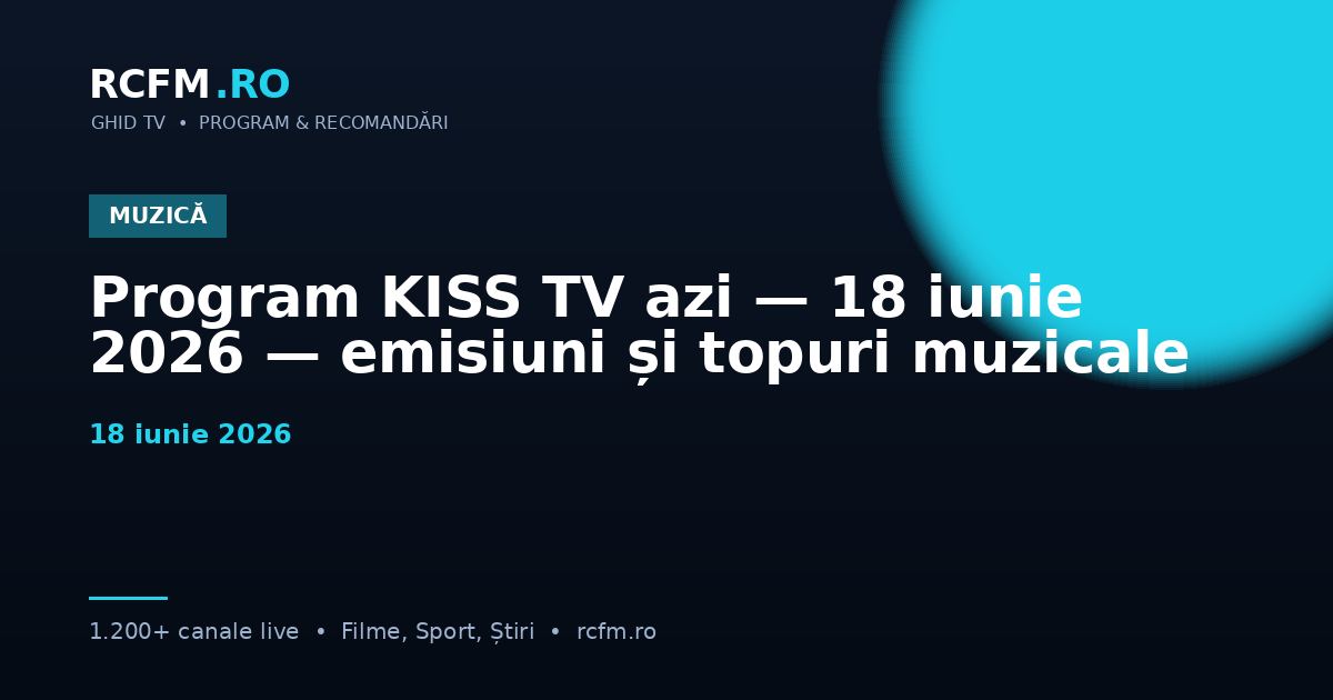 Program KISS TV azi — 18 iunie 2026 — emisiuni și topuri muzicale