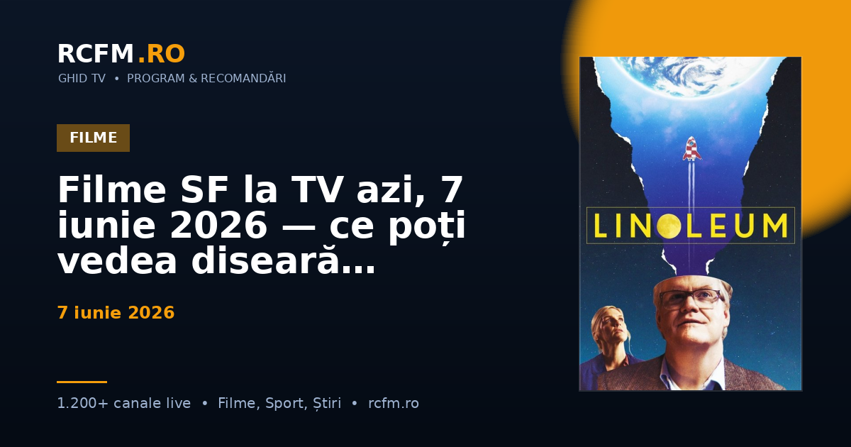 Filme SF la TV azi, 7 iunie 2026 — ce poți vedea diseară
