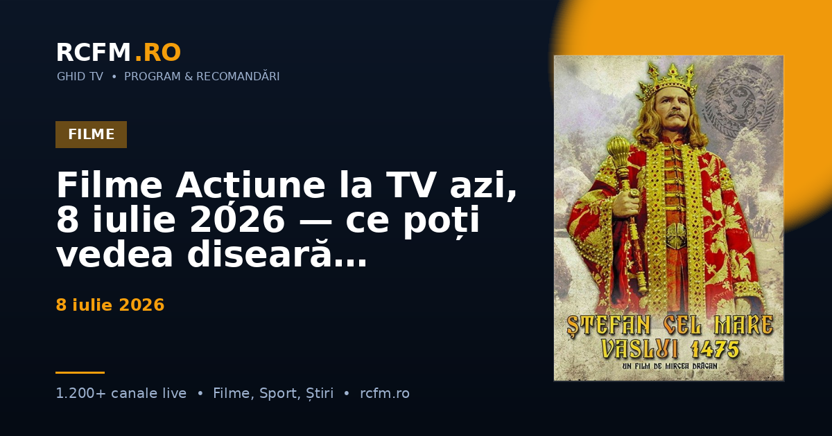 Filme Acțiune la TV azi, 8 iulie 2026 — ce poți vedea diseară