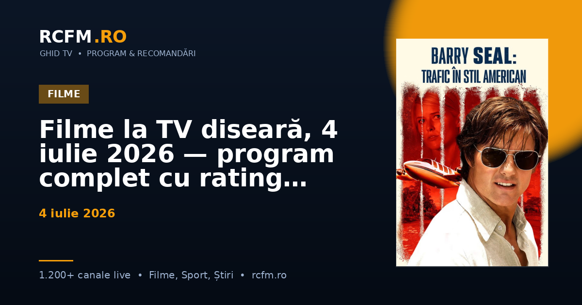 Filme la TV diseară, 4 iulie 2026 — program complet cu rating