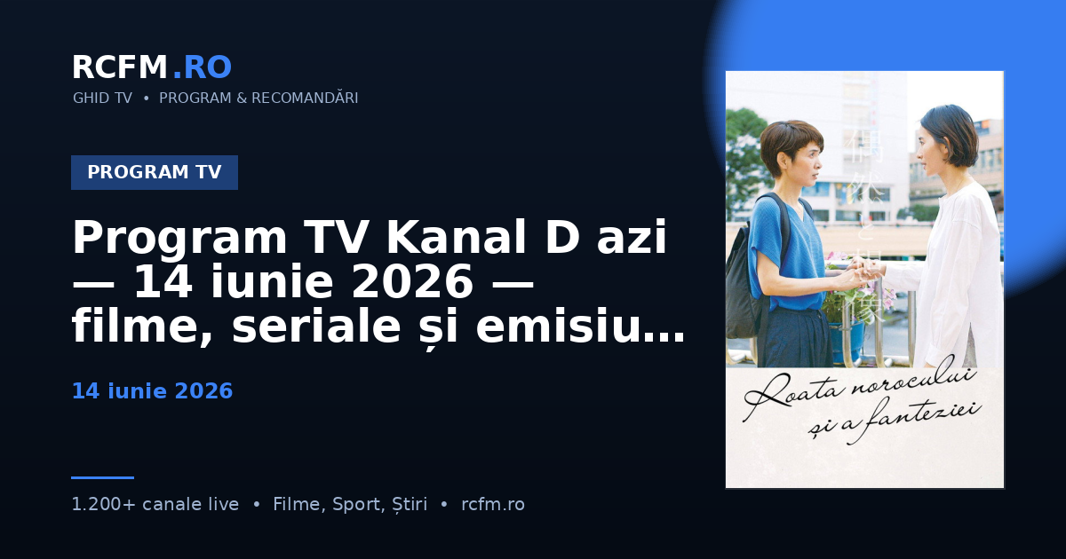 Program TV Kanal D azi — 14 iunie 2026 — filme, seriale și emisiuni