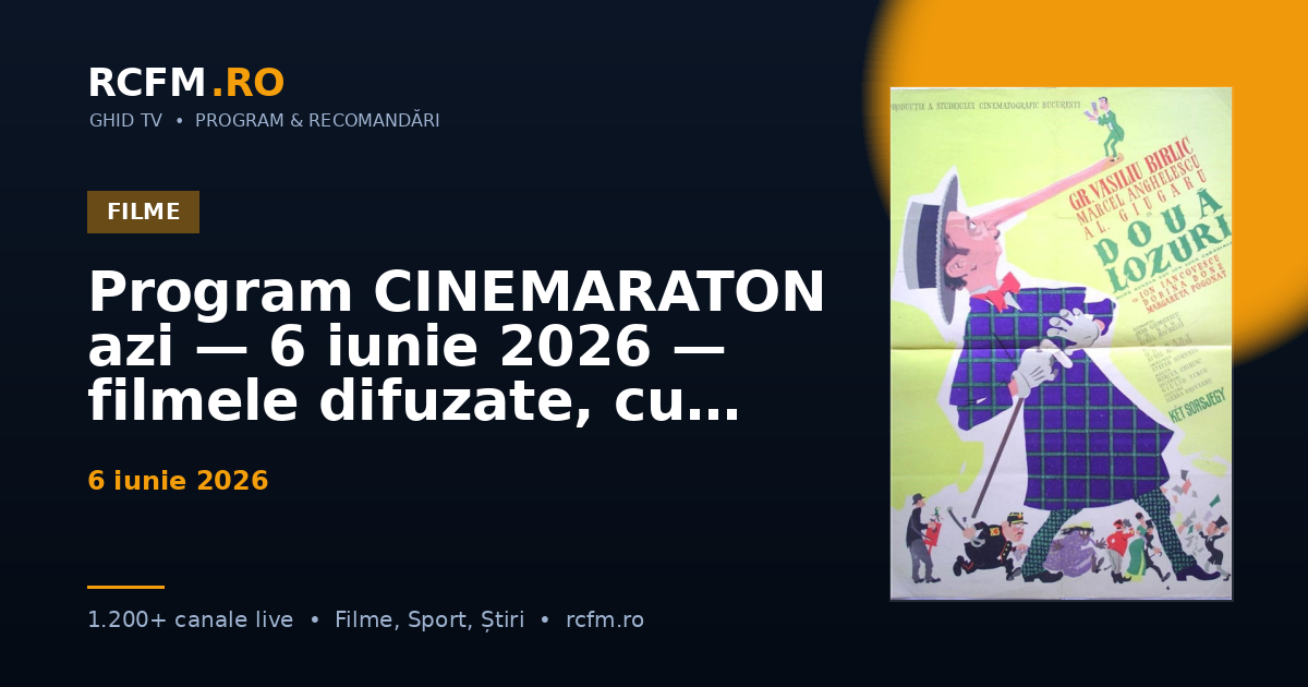 Program CINEMARATON azi — 6 iunie 2026 — filmele difuzate, cu rating