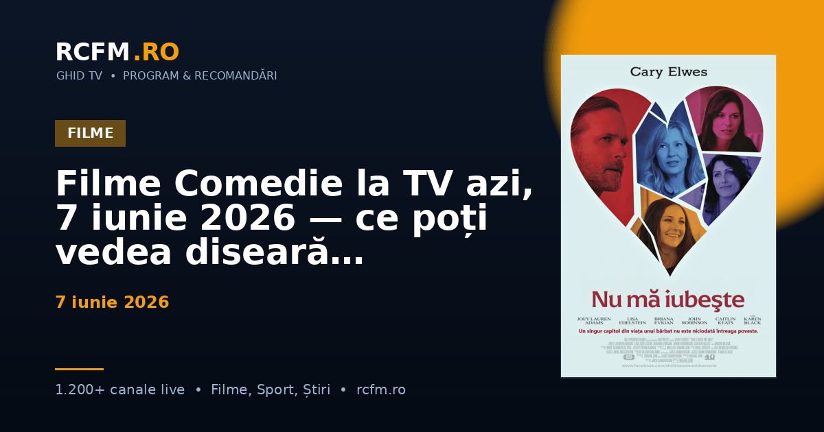 Filme Comedie la TV azi, 7 iunie 2026 — ce poți vedea diseară