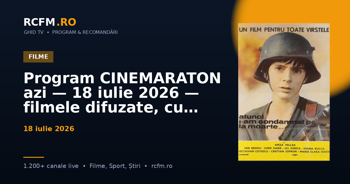 Program CINEMARATON azi — 18 iulie 2026 — filmele difuzate, cu rating