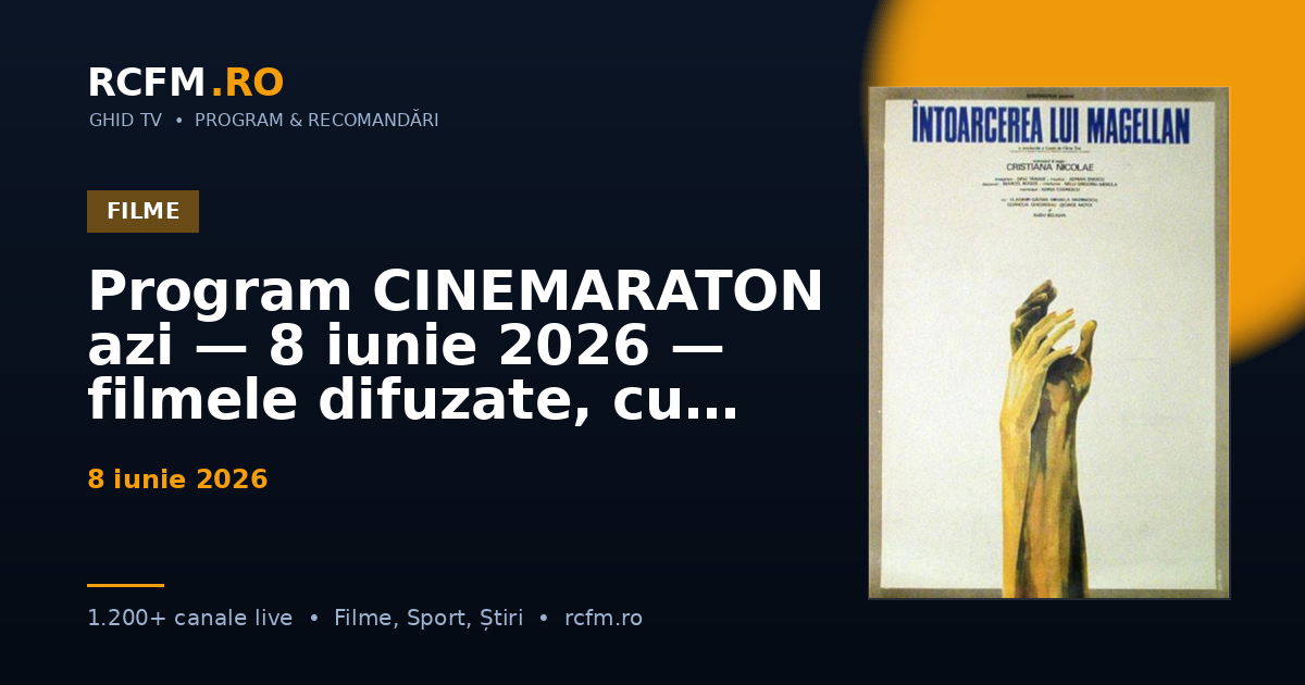 Program CINEMARATON azi — 8 iunie 2026 — filmele difuzate, cu rating