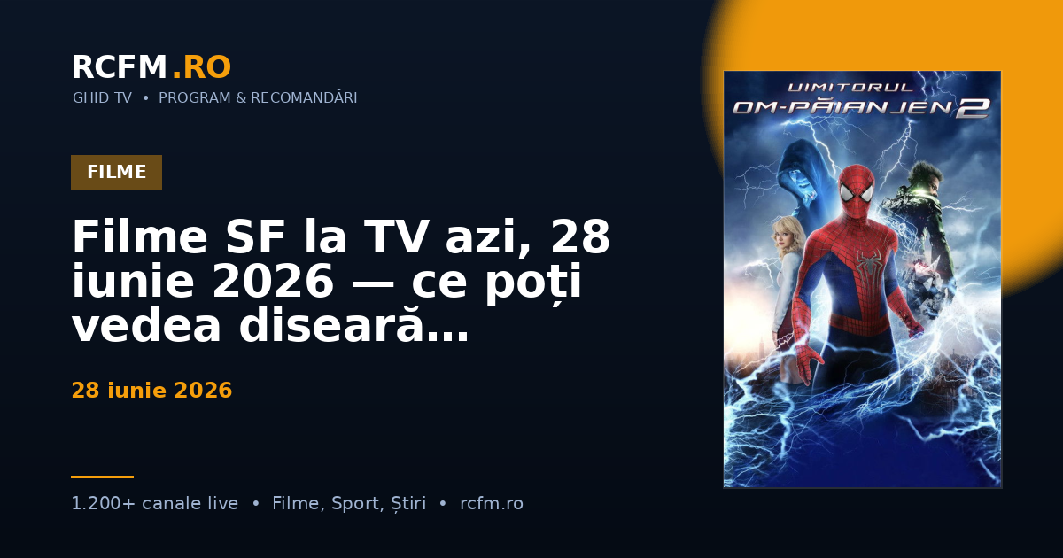 Filme SF la TV azi, 28 iunie 2026 — ce poți vedea diseară