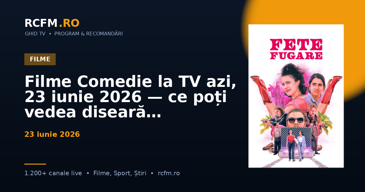 Filme Comedie la TV azi, 23 iunie 2026 — ce poți vedea diseară