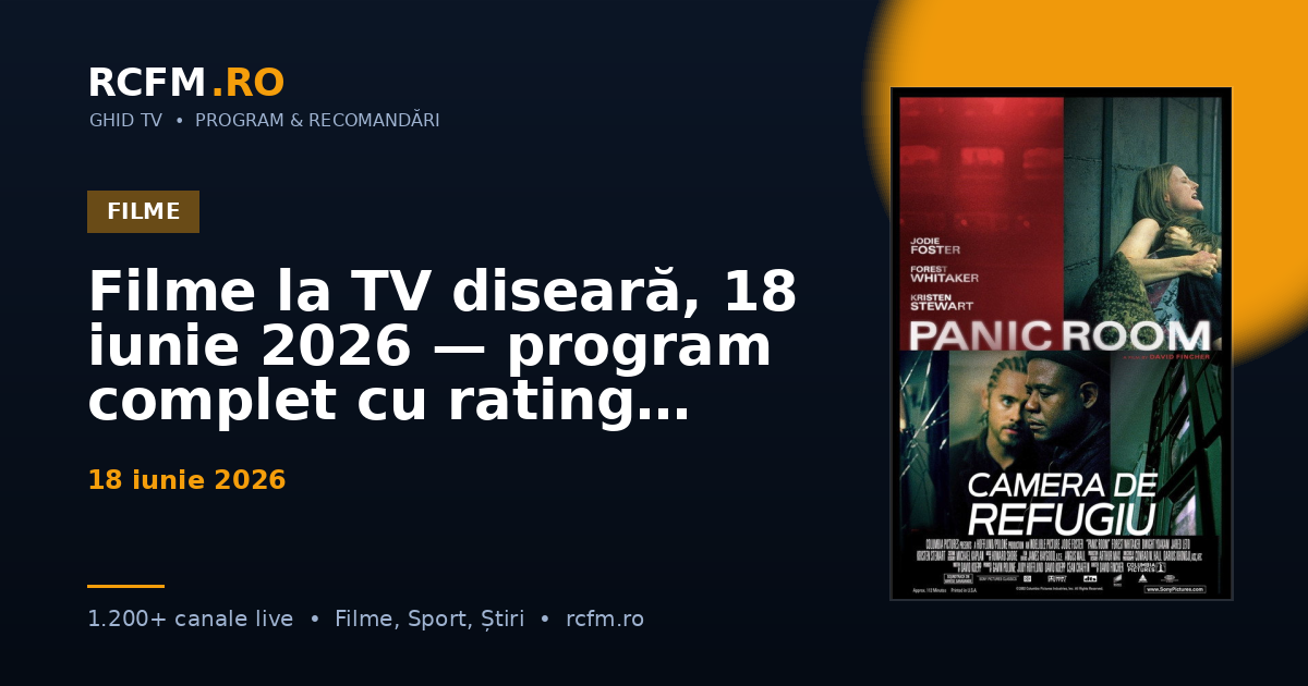 Filme la TV diseară, 18 iunie 2026 — program complet cu rating