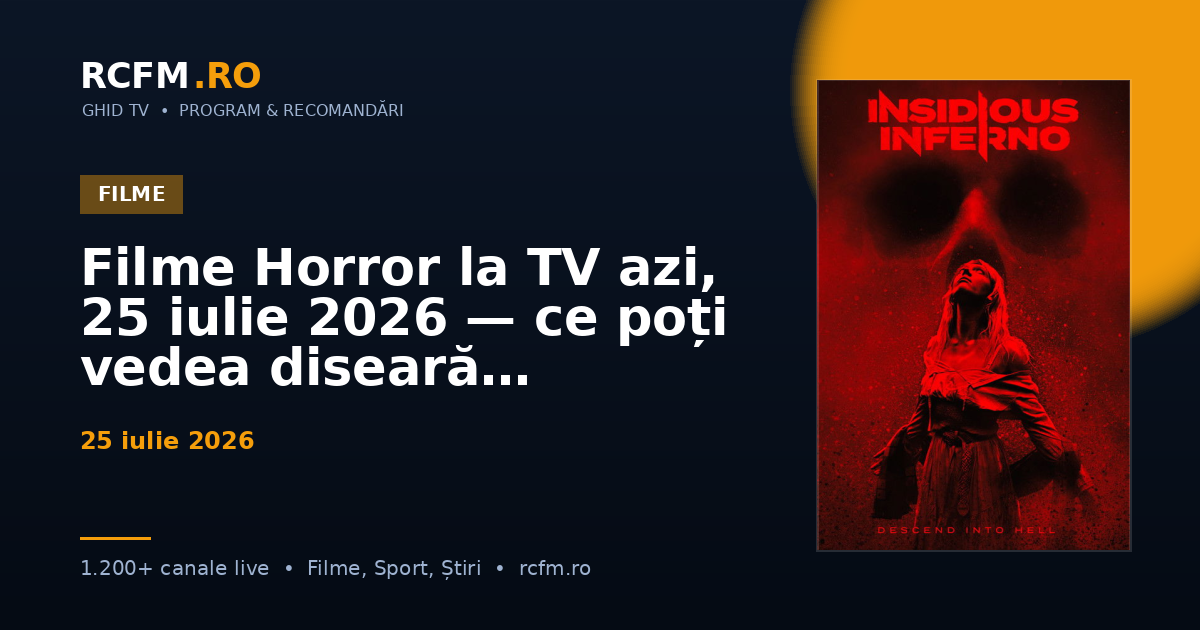 Filme Horror la TV azi, 25 iulie 2026 — ce poți vedea diseară
