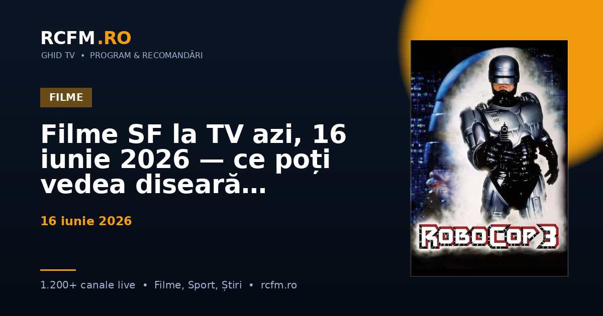 Filme SF la TV azi, 16 iunie 2026 — ce poți vedea diseară