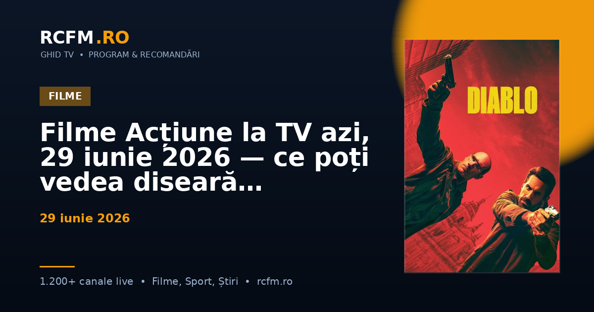 Filme Acțiune la TV azi, 29 iunie 2026 — ce poți vedea diseară