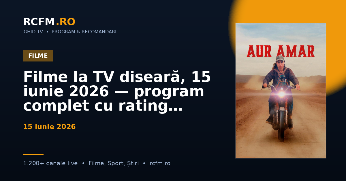 Filme la TV diseară, 15 iunie 2026 — program complet cu rating