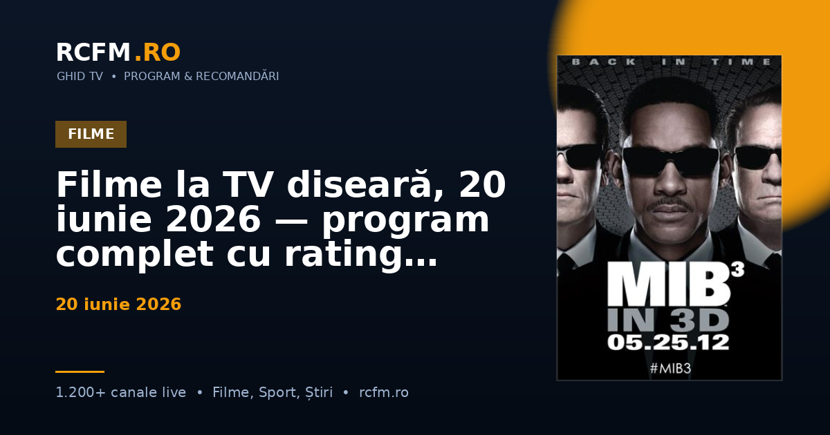 Filme la TV diseară, 20 iunie 2026 — program complet cu rating