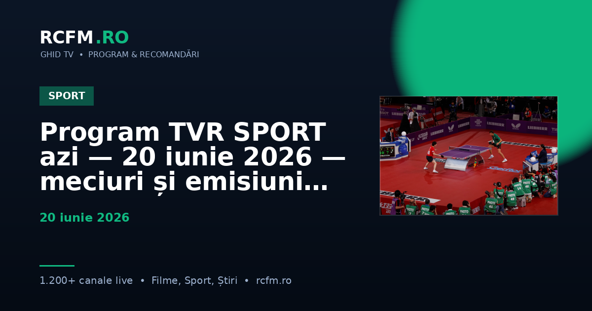 Program TVR SPORT azi — 20 iunie 2026 — meciuri și emisiuni sport
