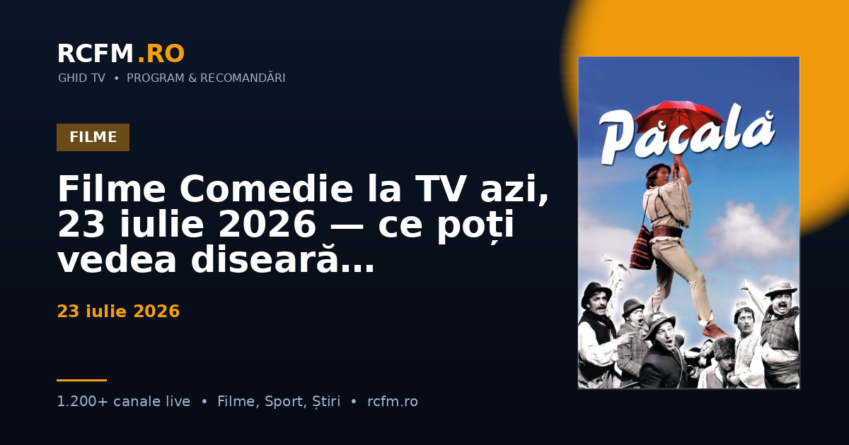 Filme Comedie la TV azi, 23 iulie 2026 — ce poți vedea diseară