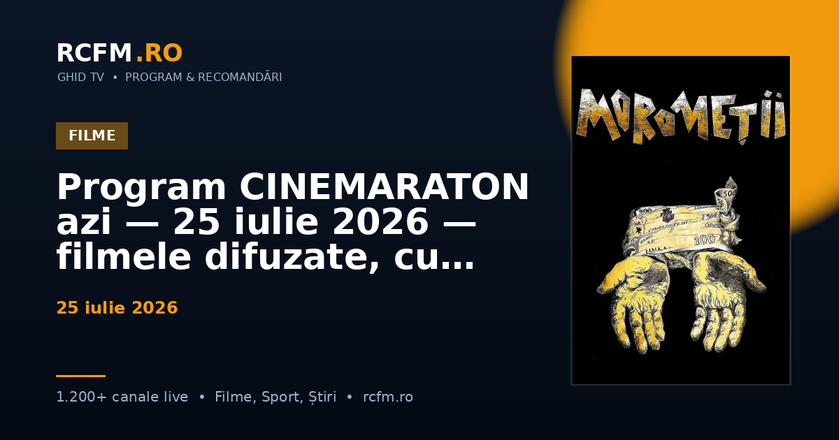 Program CINEMARATON azi, 25 iulie 2026 — filmele difuzate, cu rating