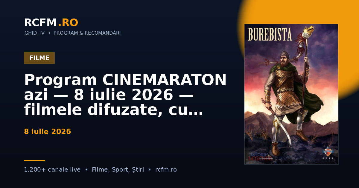 Program CINEMARATON azi — 8 iulie 2026 — filmele difuzate, cu rating
