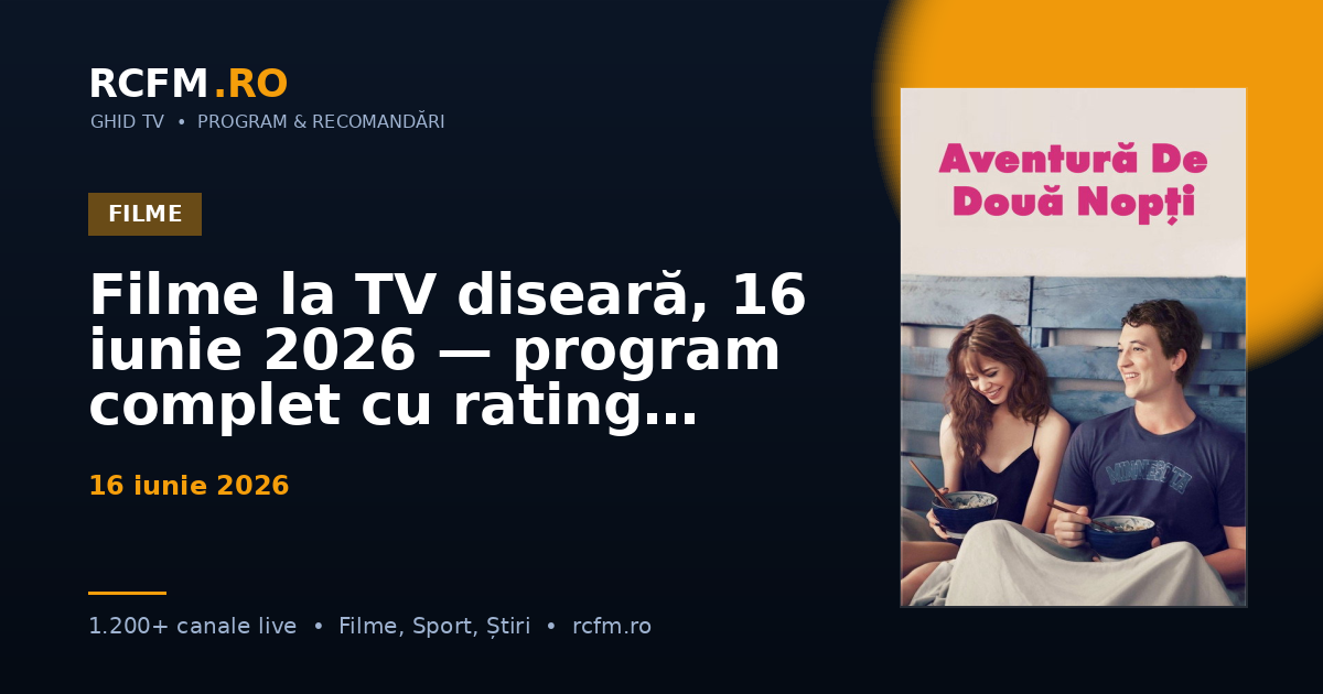 Filme la TV diseară, 16 iunie 2026 — program complet cu rating