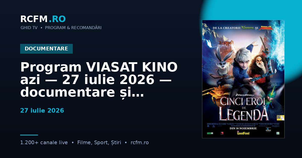 Program VIASAT KINO azi — 27 iulie 2026 — documentare și emisiuni