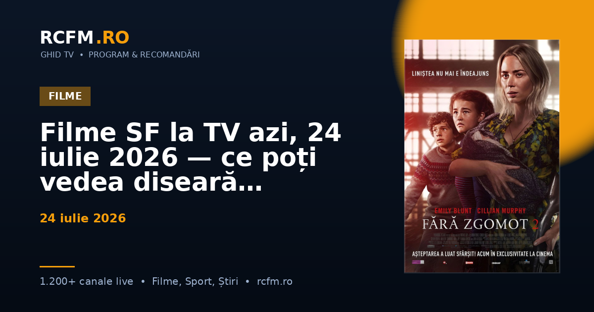 Filme SF la TV azi, 24 iulie 2026 — ce poți vedea diseară