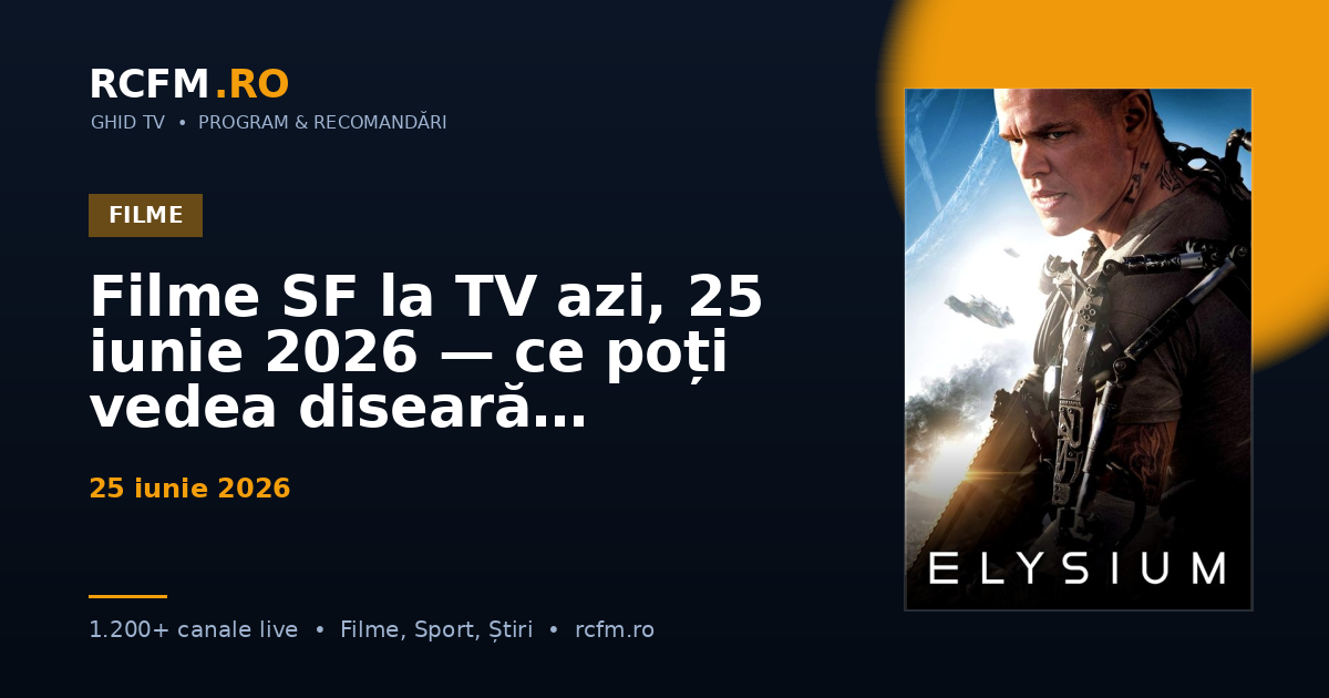 Filme SF la TV azi, 25 iunie 2026 — ce poți vedea diseară