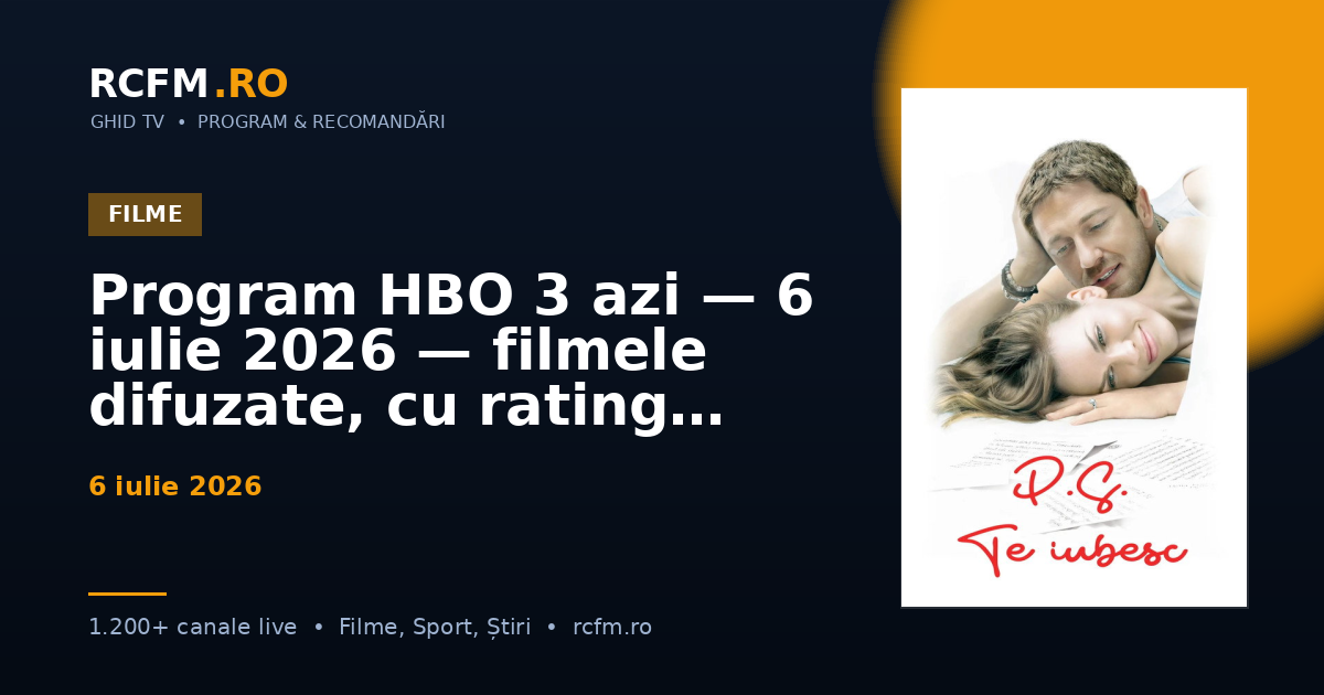 Program HBO 3 azi — 6 iulie 2026 — filmele difuzate, cu rating