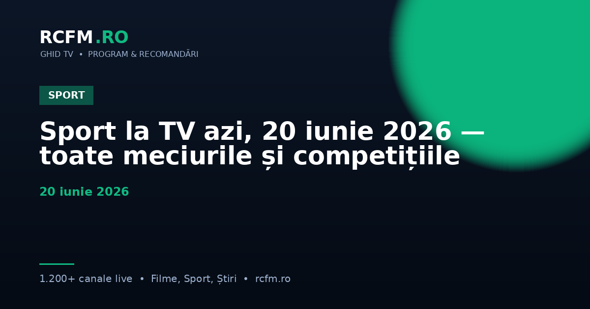 Sport la TV azi, 20 iunie 2026 — toate meciurile și competițiile