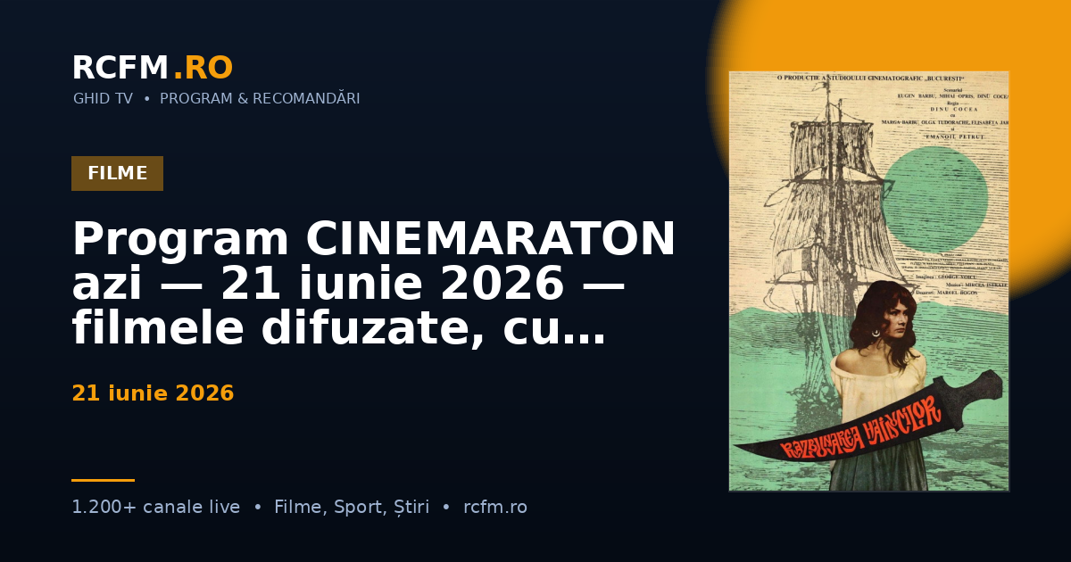 Program CINEMARATON azi — 21 iunie 2026 — filmele difuzate, cu rating