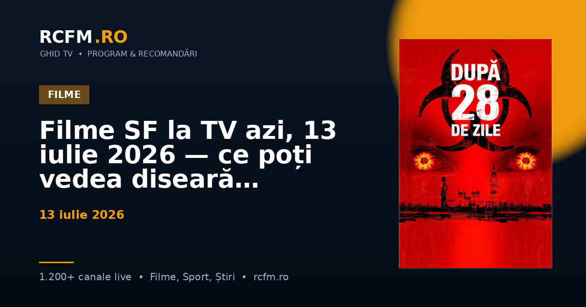 Filme SF la TV azi, 13 iulie 2026 — ce poți vedea diseară