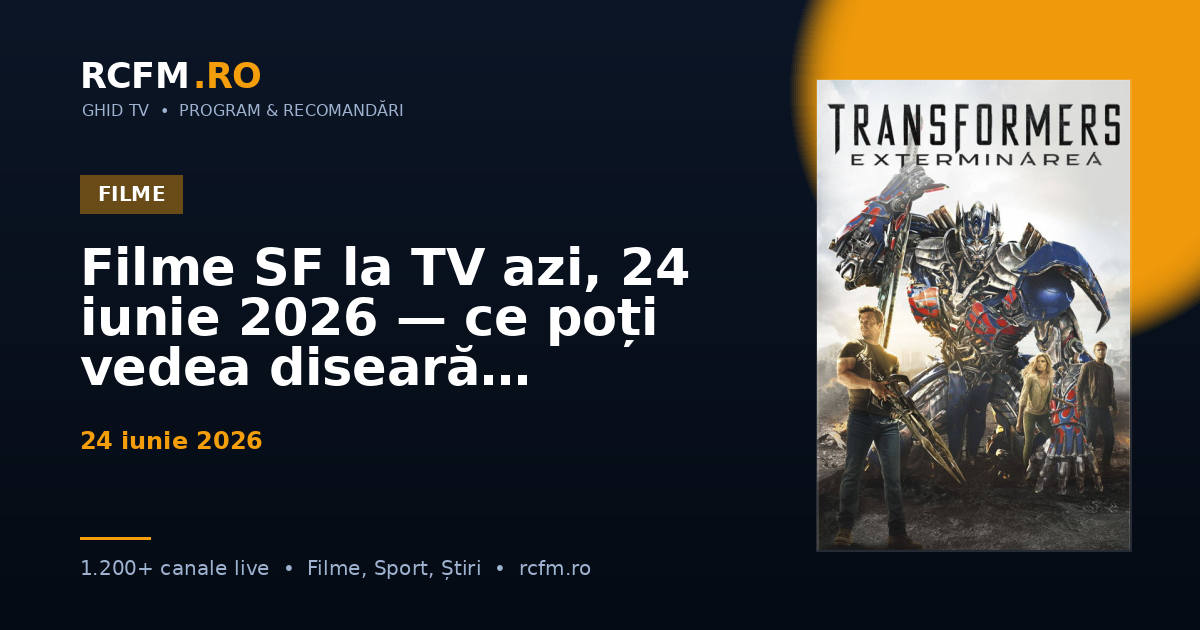 Filme SF la TV azi, 24 iunie 2026 — ce poți vedea diseară