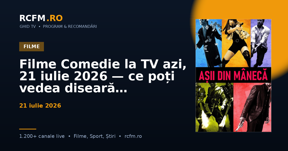 Filme Comedie la TV azi, 21 iulie 2026 — ce poți vedea diseară