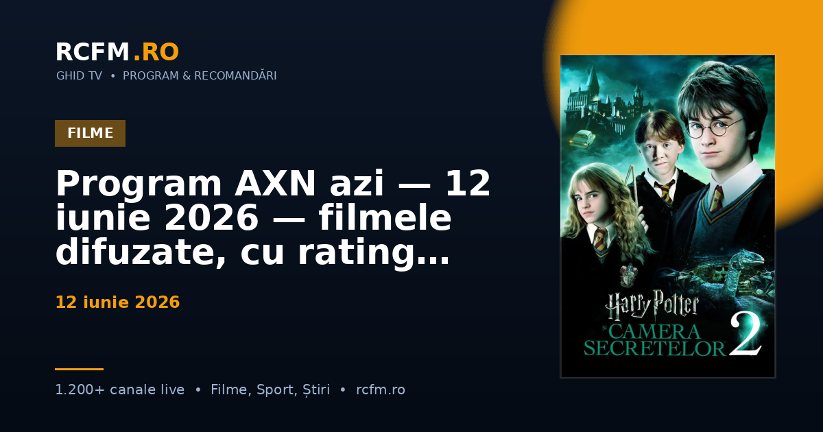 Program AXN azi — 12 iunie 2026 — filmele difuzate, cu rating