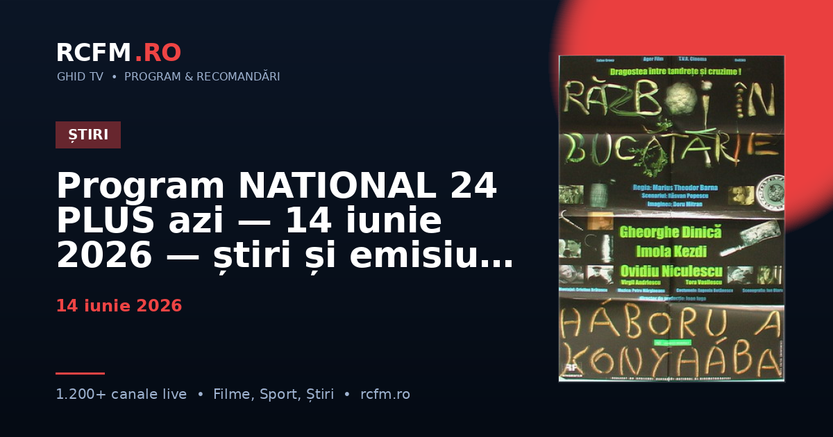 Program NATIONAL 24 PLUS azi, 14 iunie 2026 — știri și emisiuni