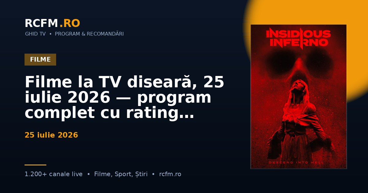 Filme la TV diseară, 25 iulie 2026 — program complet cu rating