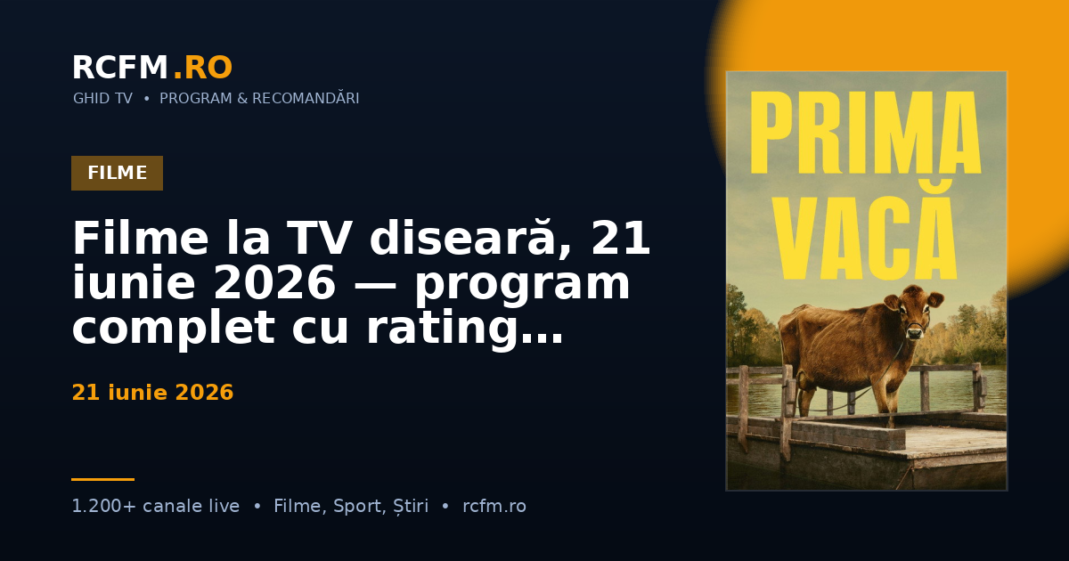 Filme la TV diseară, 21 iunie 2026 — program complet cu rating