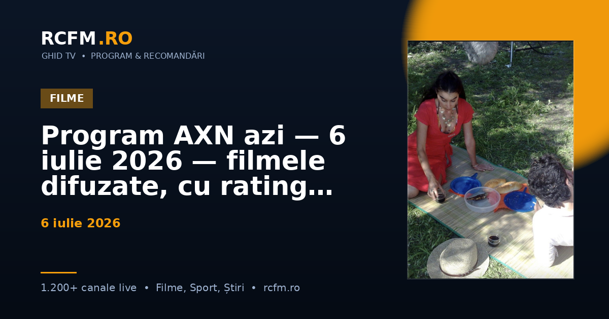 Program AXN azi — 6 iulie 2026 — filmele difuzate, cu rating