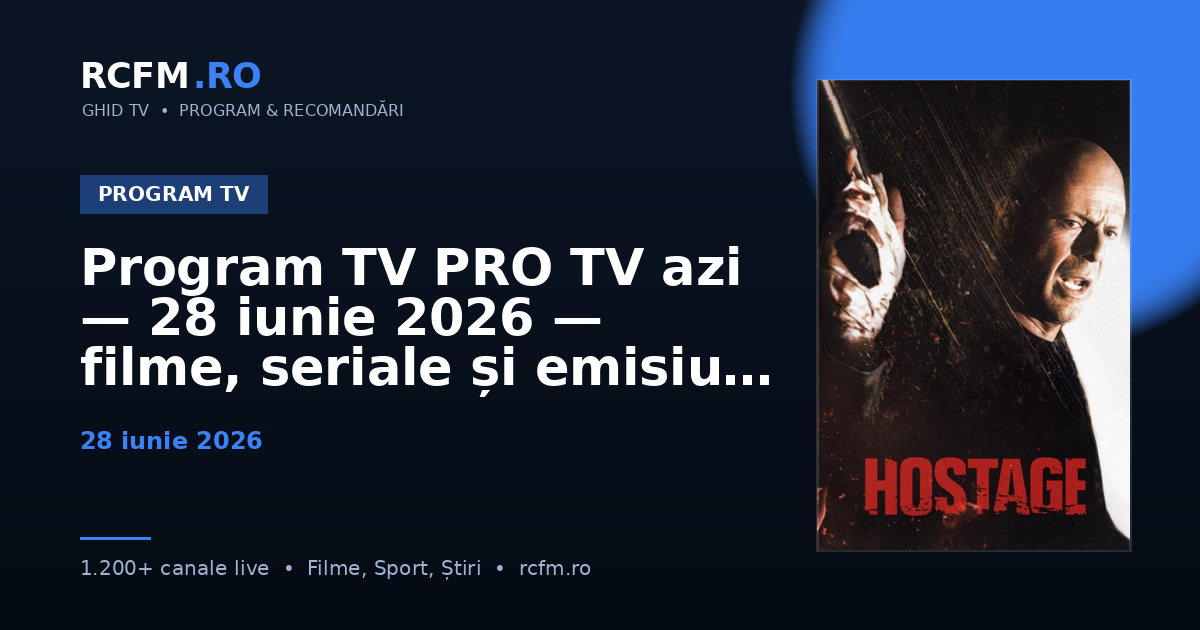 Program TV PRO TV azi — 28 iunie 2026 — filme, seriale și emisiuni