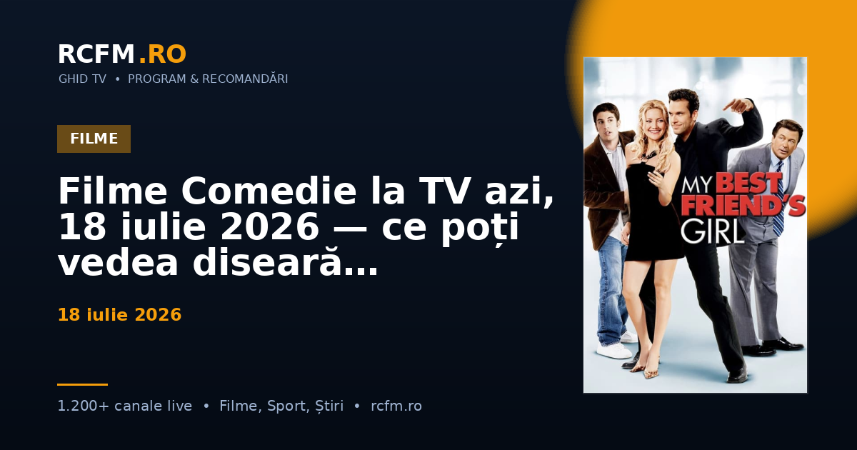 Filme Comedie la TV azi, 18 iulie 2026 — ce poți vedea diseară