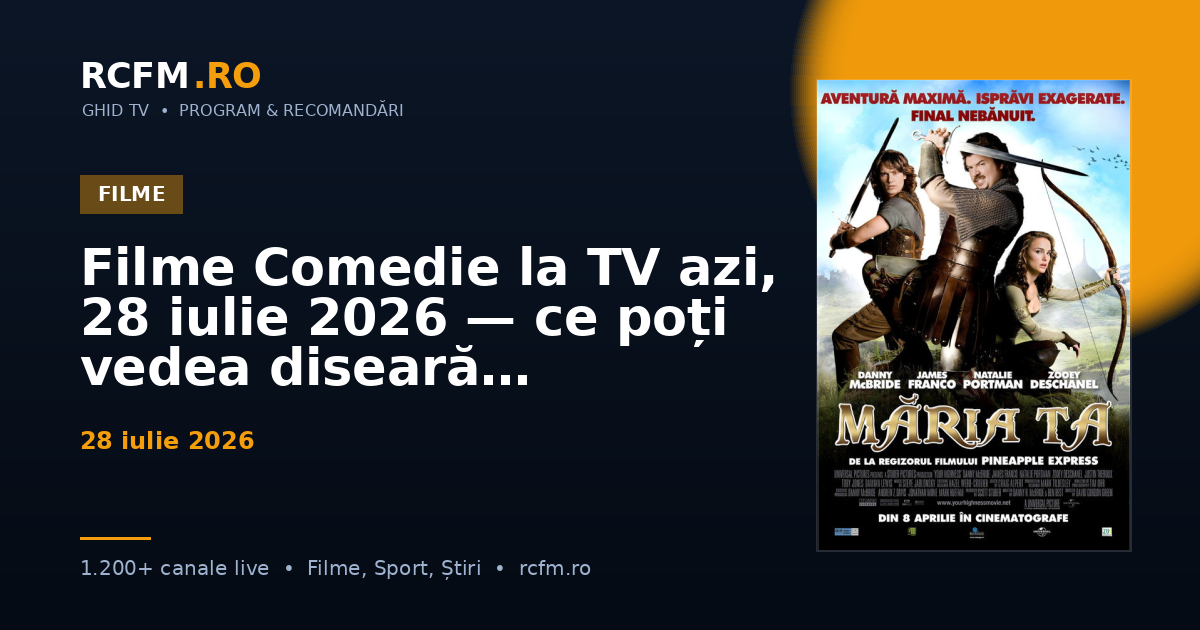 Filme Comedie la TV azi, 28 iulie 2026 — ce poți vedea diseară