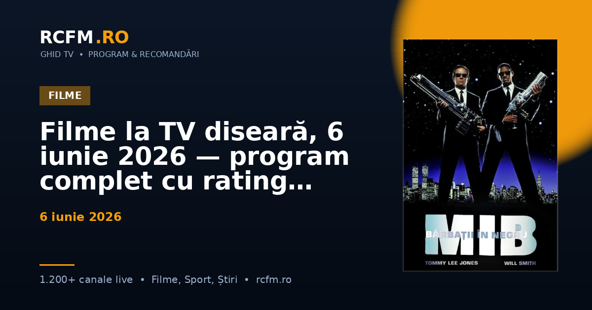 Filme la TV diseară, 6 iunie 2026 — program complet cu rating