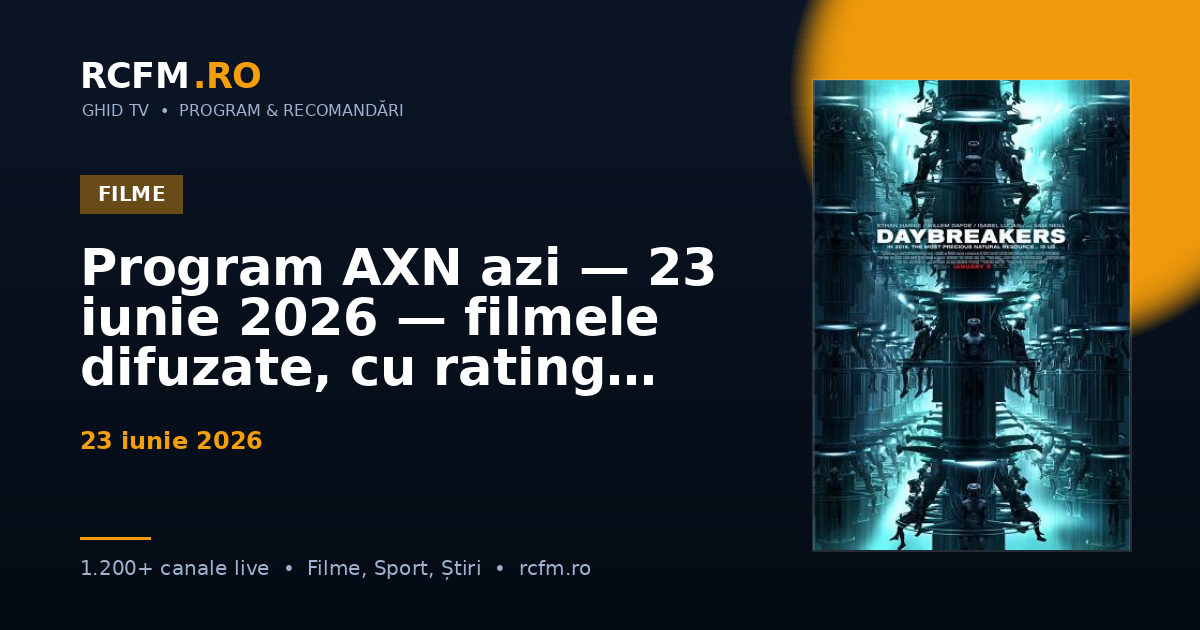 Program AXN azi — 23 iunie 2026 — filmele difuzate, cu rating