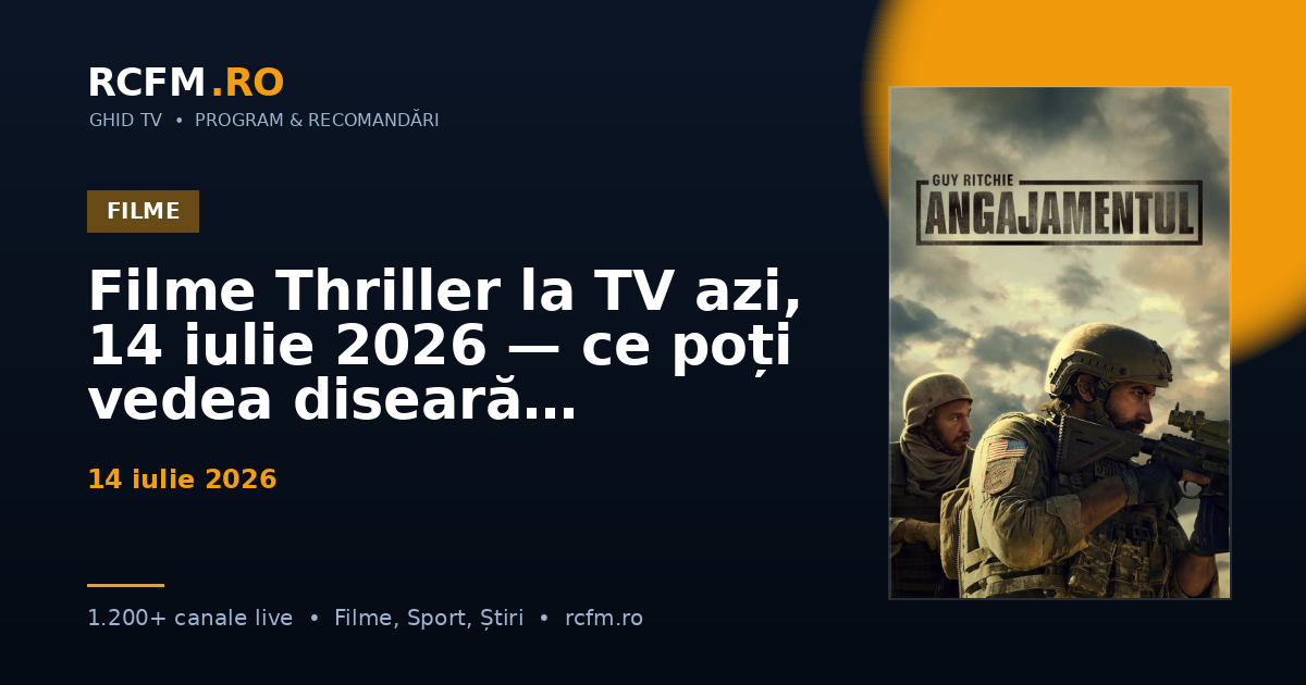 Filme Thriller la TV azi, 14 iulie 2026 — ce poți vedea diseară