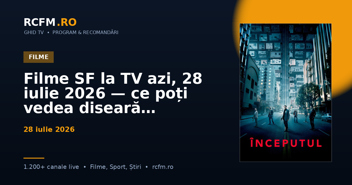 Filme SF la TV azi, 28 iulie 2026 — ce poți vedea diseară