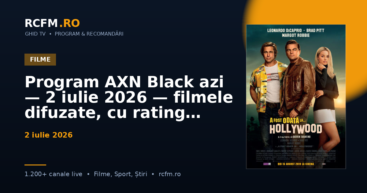 Program AXN Black azi — 2 iulie 2026 — filmele difuzate, cu rating