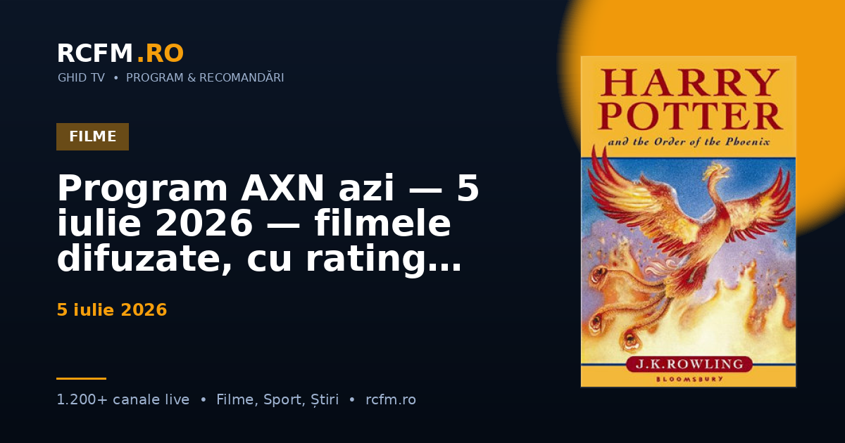 Program AXN azi — 5 iulie 2026 — filmele difuzate, cu rating
