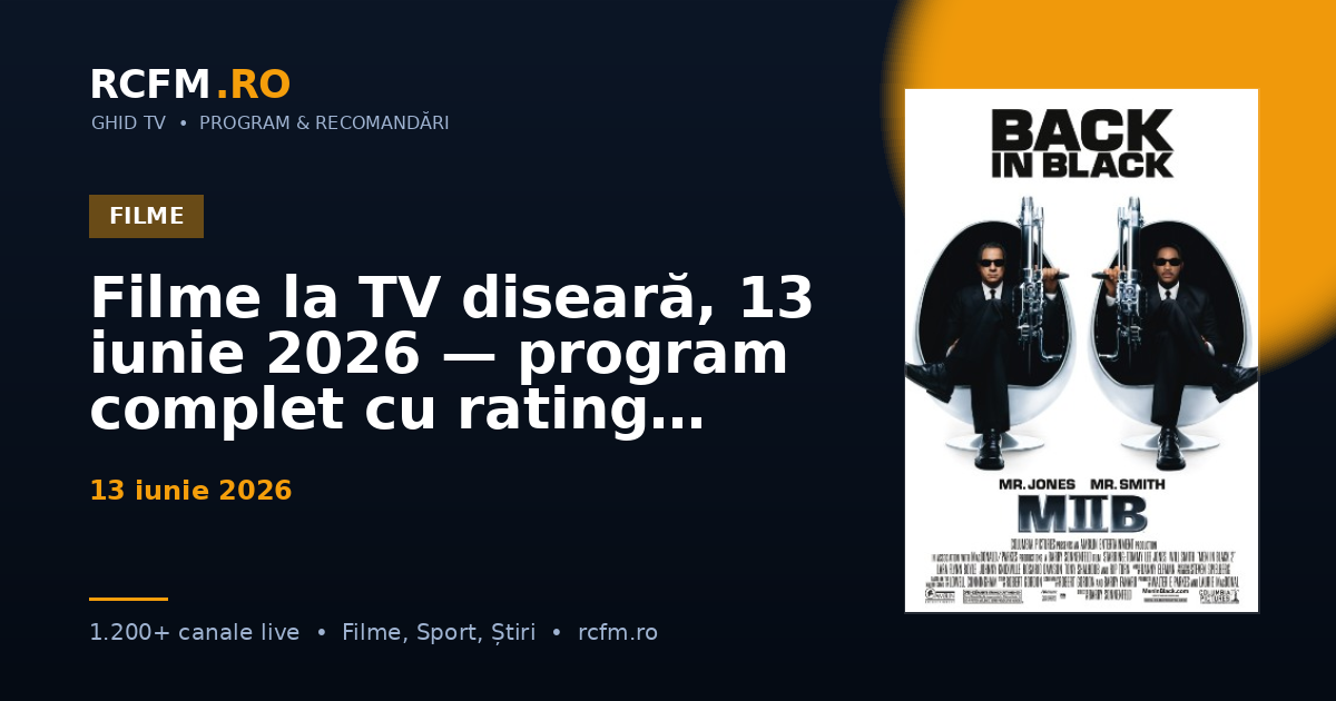 Filme la TV diseară, 13 iunie 2026 — program complet cu rating