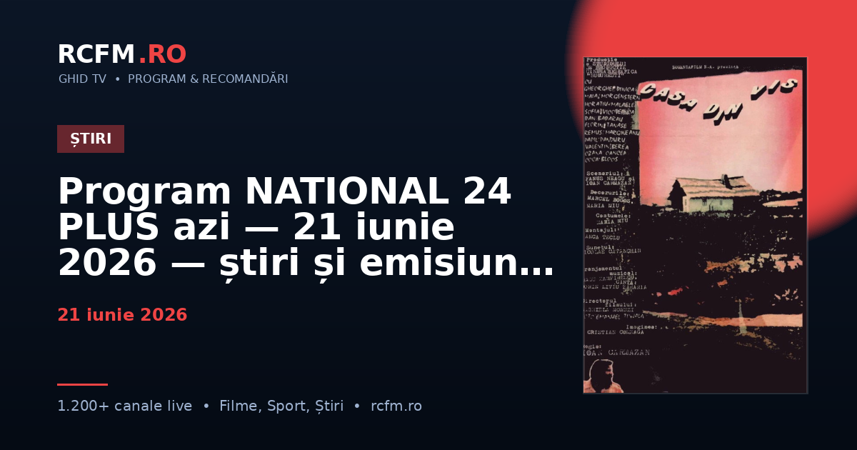 Program NATIONAL 24 PLUS azi — 21 iunie 2026 — știri și emisiuni
