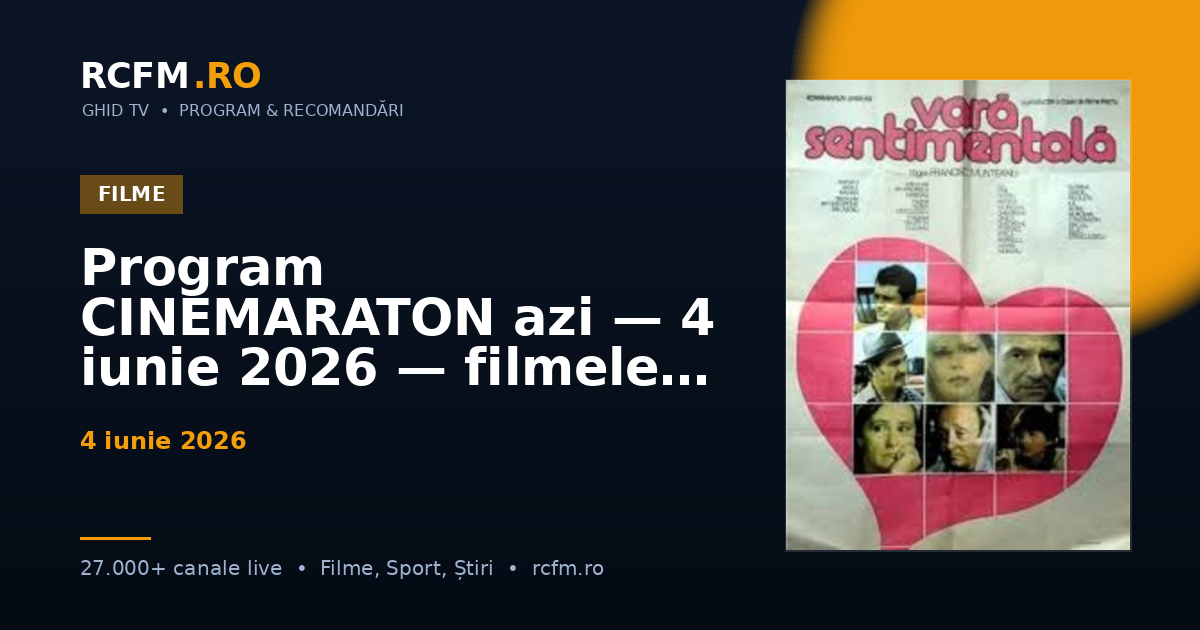 Program CINEMARATON azi — 4 iunie 2026 — filmele difuzate, cu rating