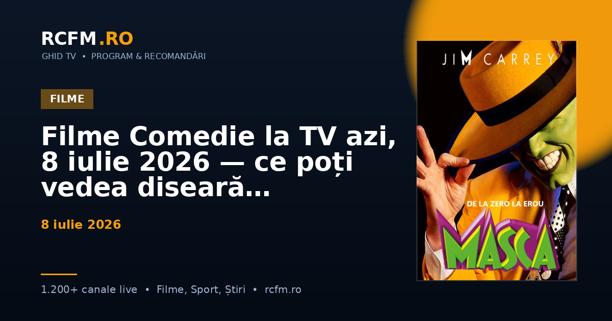 Filme Comedie la TV azi, 8 iulie 2026 — ce poți vedea diseară